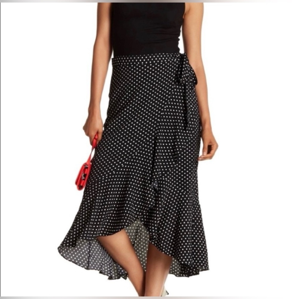 Max Studio Polka Dot Wrap Skirt
